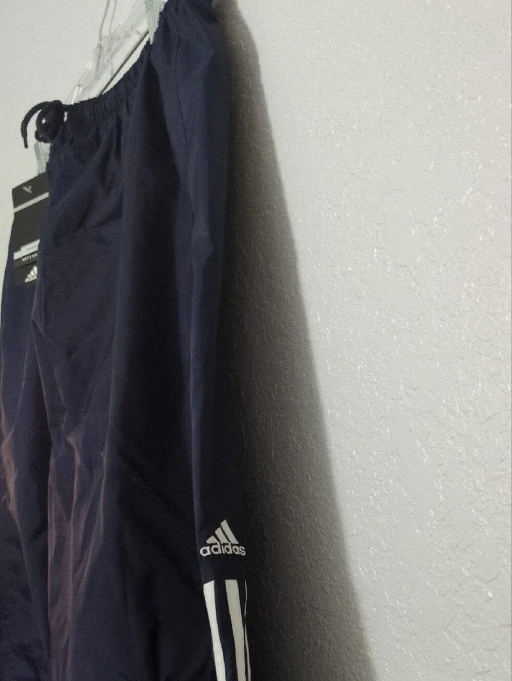 adidas Navy Track Pants with White Side Stripes